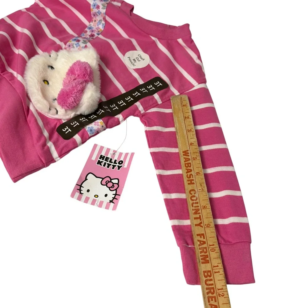 Hello Kitty Sanrio‎ Toddler Girls 3T Pink Striped Sweatshirt Floral Shorts Set